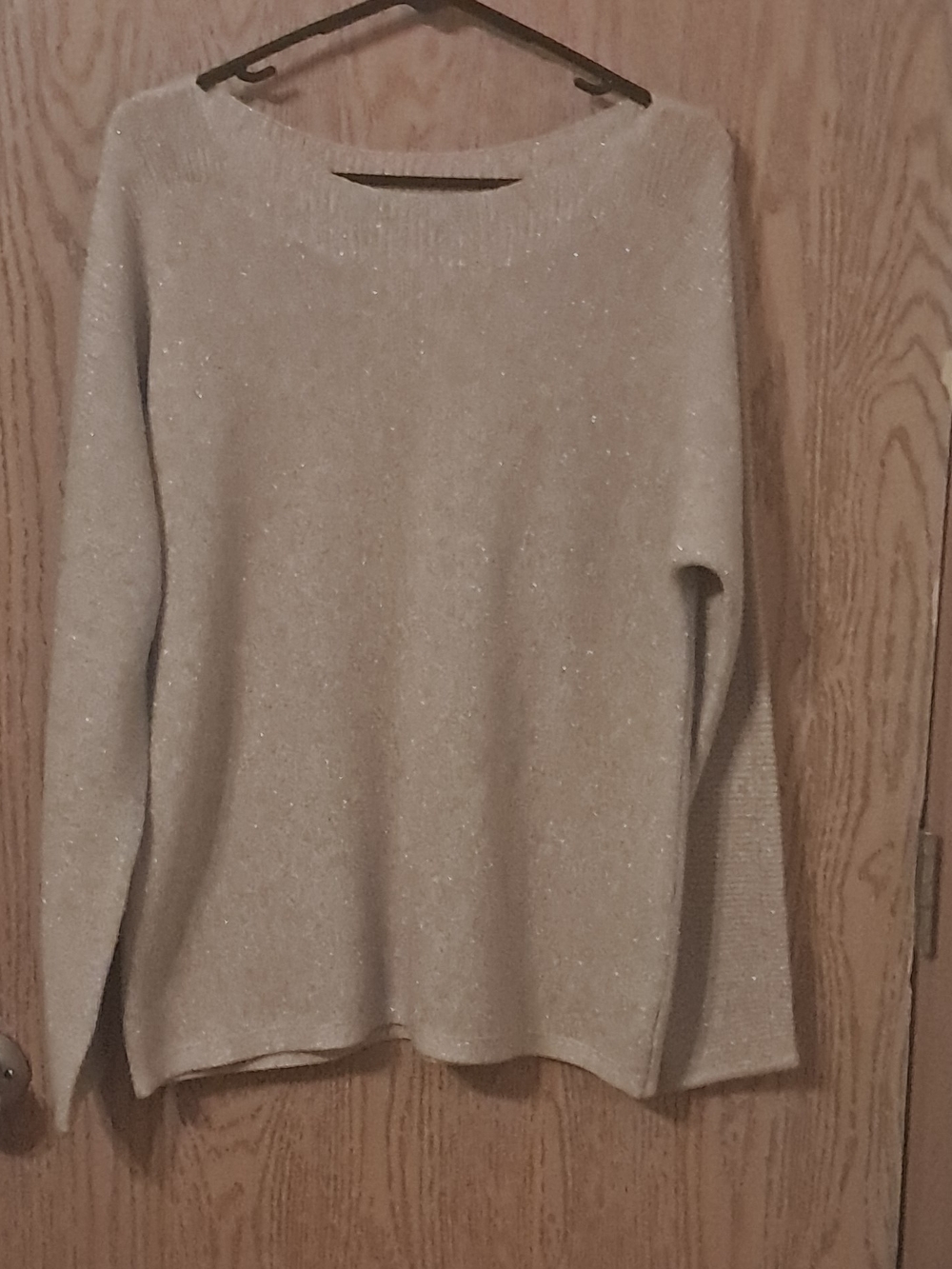 Talbots Sparkle Crewneck Sweater in Cream Large